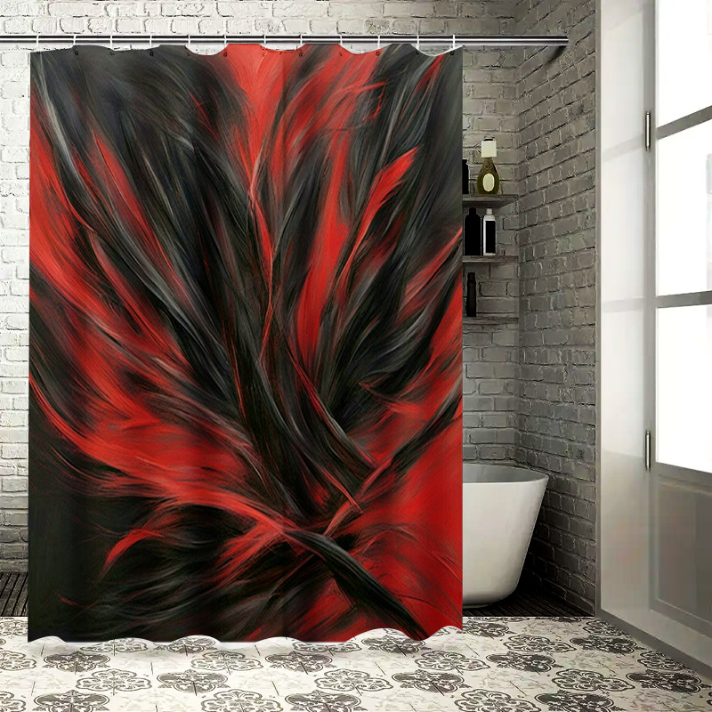 Home Decor Bathroom Ideas - Красная и черная занавеска для душа