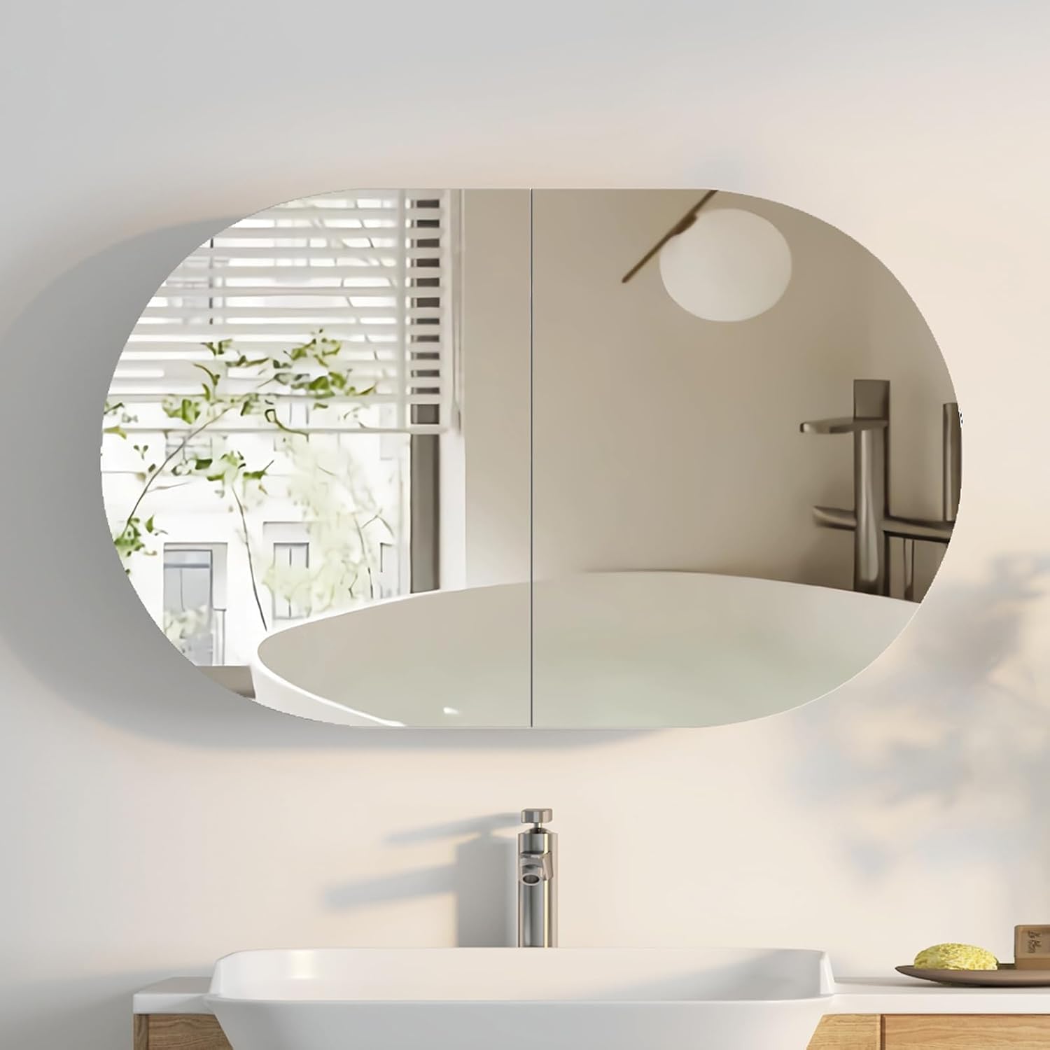Bathroom Cabinet Mirror - Овальный настенный шкаф для ванной с