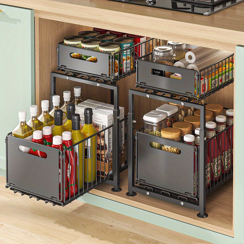 Home Goods Bathroom Cabinets - Двухуровневый выдвижной органайзер для шкафа, сверхпрочный,