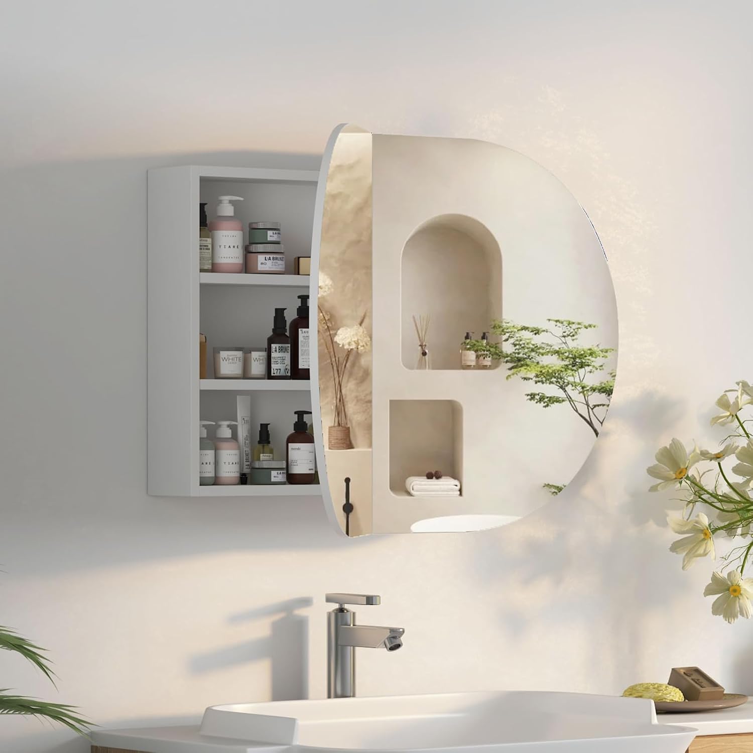 Овальный настенный шкаф для ва – обзор и цена Bathroom Cabinet Mirror