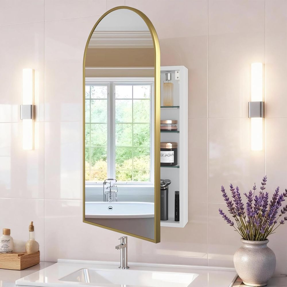 Роскошный арочный золотой зерк – обзор и цена Bathroom Cabinet Mirror