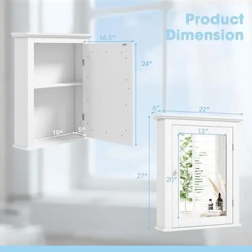 Белый настенный медицинский шк – обзор и цена Bathroom Cabinet Mirror