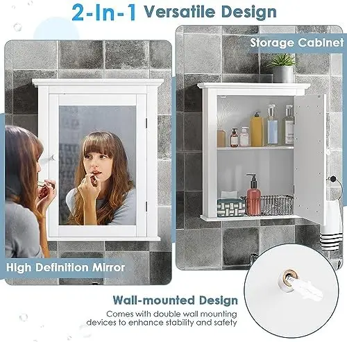 Белый настенный медицинский шк – обзор и цена Bathroom Cabinet Mirror